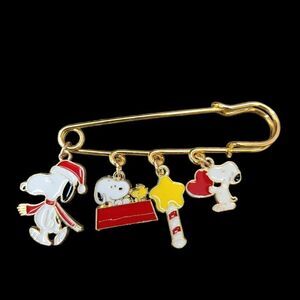 2/$20 Brand New Snoopy Gold Pin With Charms